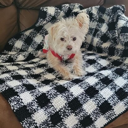 Crochet Gingham Throw Blanket