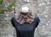 Taupe skinny button scarf