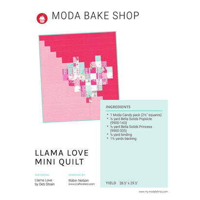 Moda Fabrics Llama Love Mini Quilt - Downloadable PDF