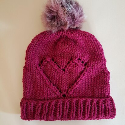 Valentine Pom Pom Hat