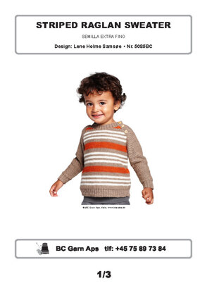 Striped Raglan Sweater in BC Garn Semilla Extra Fino - 5085BC - Downloadable PDF