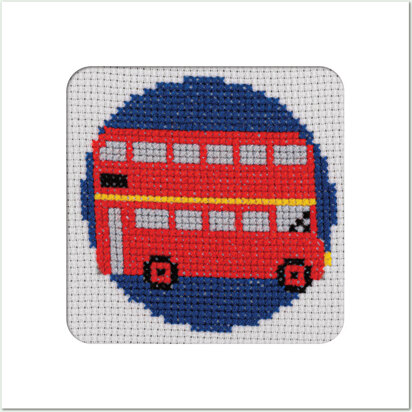 Stitchfinity London Bus Mini Card Cross Stitch Kit - 13cm x 13cm