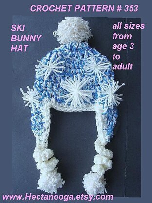 353, SKI BUNNY HAT, sizes age 3 to adult