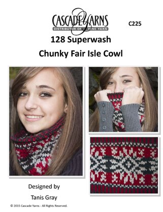 Chunky Fair Isle Cowl in Cascade Yarns 128 Superwash - C225 - Downloadable PDF