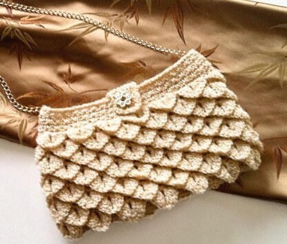 Shimmery Crocodile Stitch Evening Bag 12-056