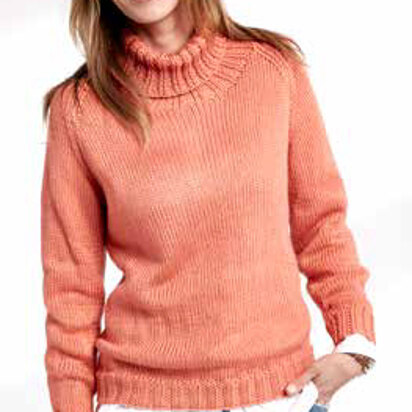 Adult's Knit Turtle Neck Pullover in Caron Simply Soft - Downloadable PDF - knitting pattern