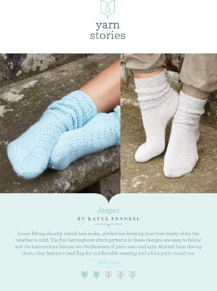 Jasper Socks in Yarn Stories Fine Merino 4 ply and Fine Merino and Baby Alpaca Aran - Downloadable PDF