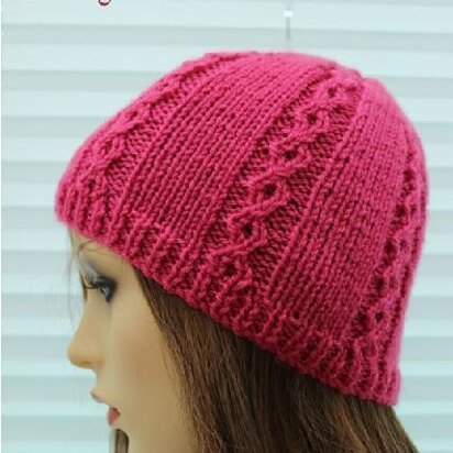 Knitting Pattern Ladies Beanie Hat UK & USA Terms #424