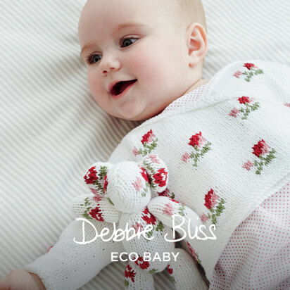 Debbie Bliss Rosebud Crossover Cardigan and Teddy Bear Set PDF (Free)