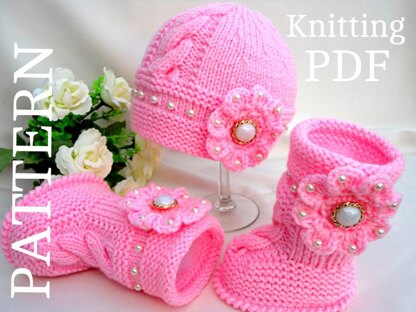 Knitted Baby Hat and Knitted Baby Booties