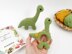 Crochet dinosaur Brontosaurus toy and baby teething rattle amigurumi pattern