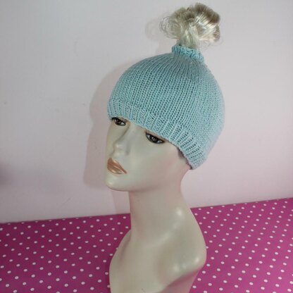 Simple Messy Bun Beanie Hat