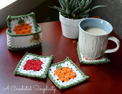 Fall Harvest Coaster & Basket Set