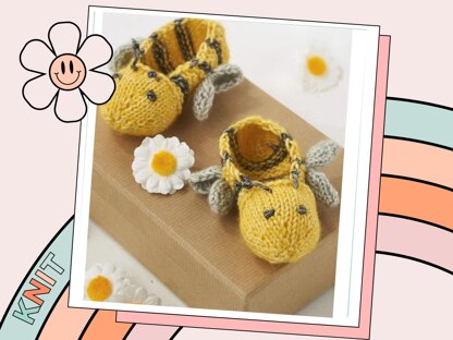 Baby Bumble Bee Booties Knitting Pattern