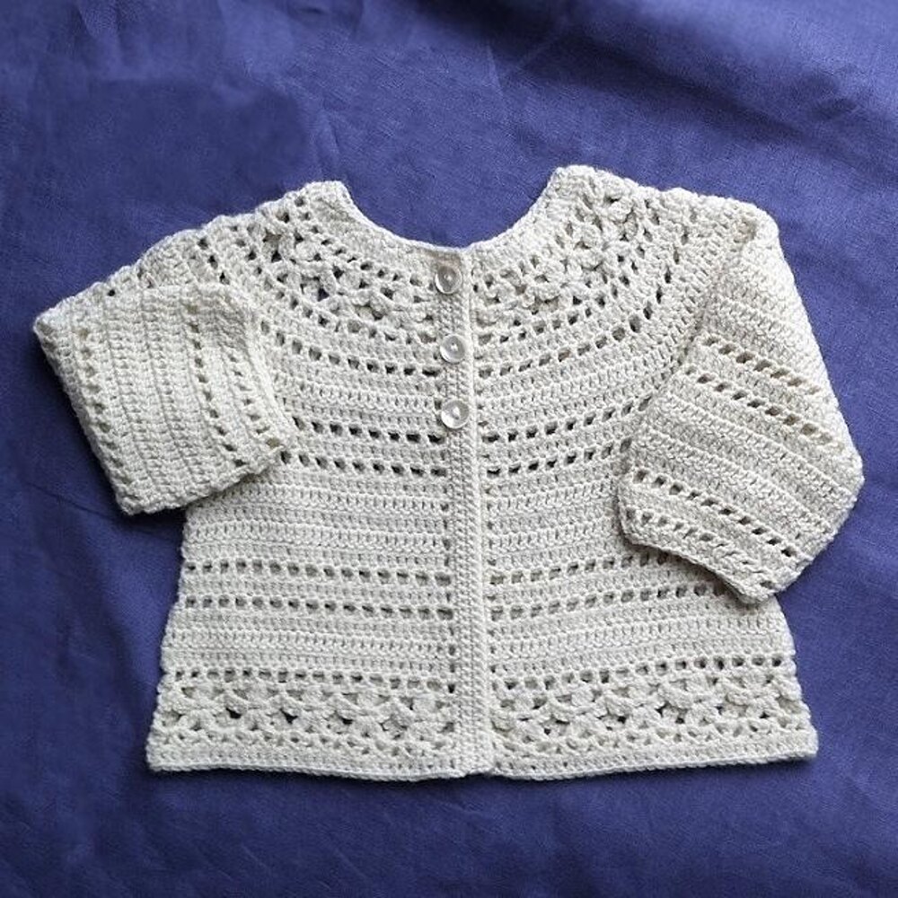 Gina floral lace baby/child cardigan Crochet pattern by Vicky