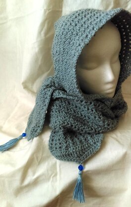 Frosty Hooded Scarf with Tassel