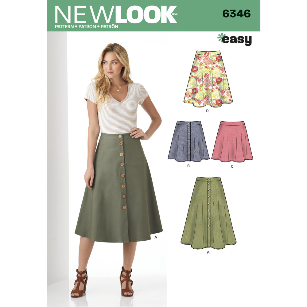 New Look Misses Easy Skirts in Three Lengths 6346 Paper Pattern Size A 8 10 12 14 16 18 20