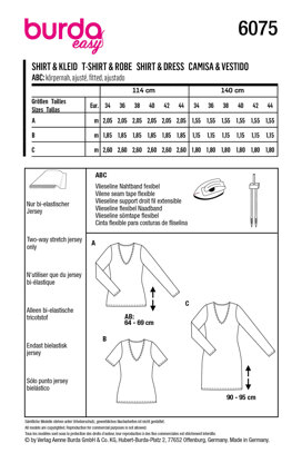 Burda Style Misses' Top, Dress – Slim Shape with V-Neck B6075 - Paper Pattern, Size 8-18 (34-44)