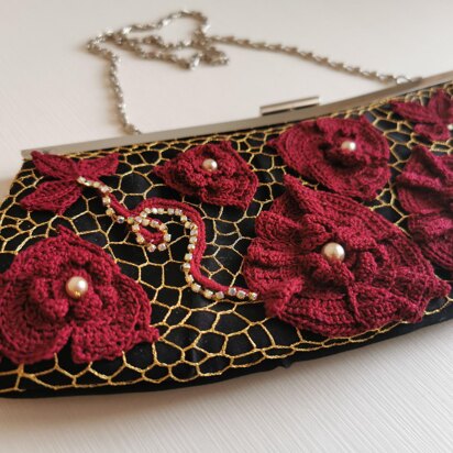 Irish crochet lace bag (clutch)décor