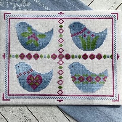 Luhu Stitches Blue Bird Sampler - Downloadable PDF