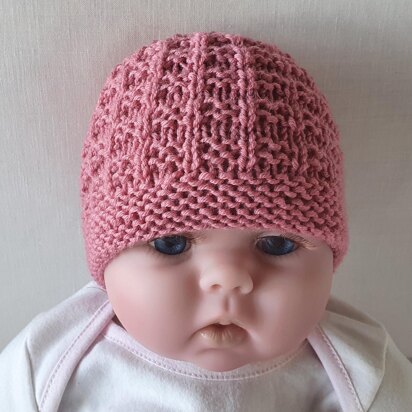 Kerry - Texture stitch 8ply baby beanie with garter brim