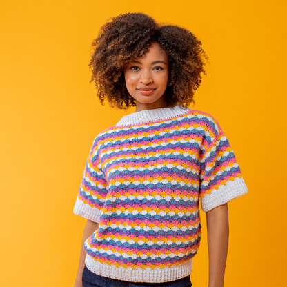 Shell Stitch Tee - Free Top Crochet Pattern for Women in Paintbox Yarns Cotton DK