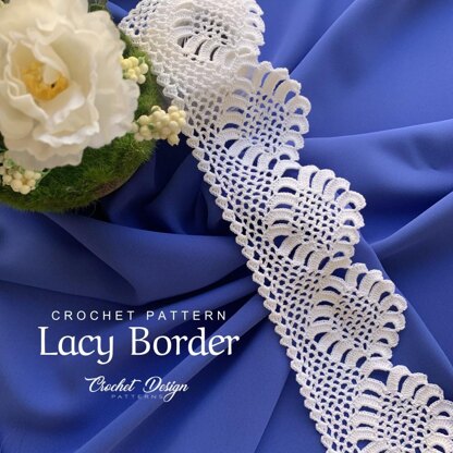 Crochet Lacy border with square mini border pattern - crochet edging - pdf pattern - crochet pattern - crochet lace - vintage crochet edge