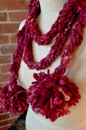 Pom Pom Scarf in Knit Collage Gypsy Garden