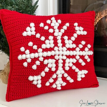 Snowflake Bobble Stitch Pillow