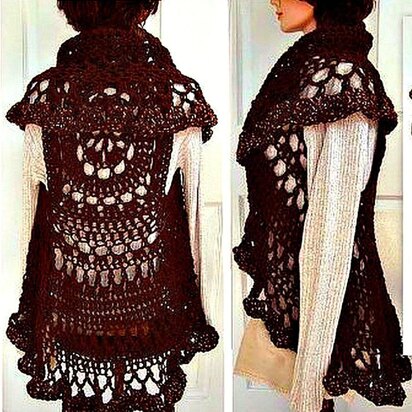 718, BOHEMIAN CROCHET VEST, LONG OR SHORT, CHILD AND ADULT