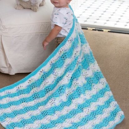 Baby Boy Chevron Blanket in Red Heart Soft Baby Steps Solids - LW4304 - knitting pattern