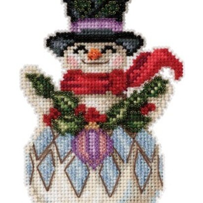 Mill Hill Jim Shore Snowman with Holly Cross Stitch Kit - 3.25in x 5in