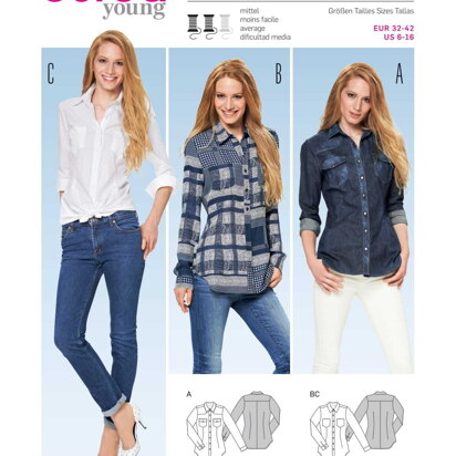 Burda Style Top, Shirt & Blouse Sewing Pattern B6849 - Paper Pattern, Size 6 - 16