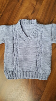 Baby cabled v-neck sweater