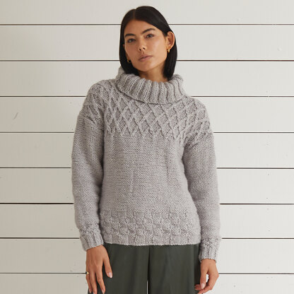 Free Knitting Pattern for a Cowl Neck Cabled Sweater - Knitting Bee