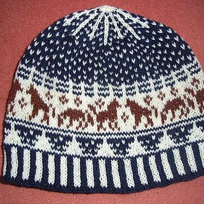 Horses in the snow beanie - knitting pattern