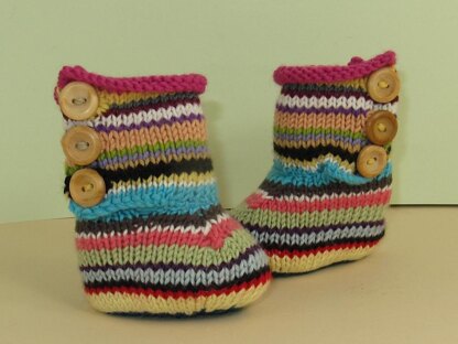 Baby Random Stripe 3 Button Booties