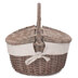 Willow Direct Small Antique Wash Finish Oval Picnic Basket With White Lining - 300x230x170mm