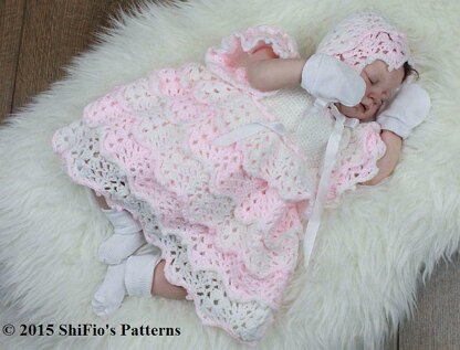 Crochet Pattern baby dress & hat UK & USA Terms #100