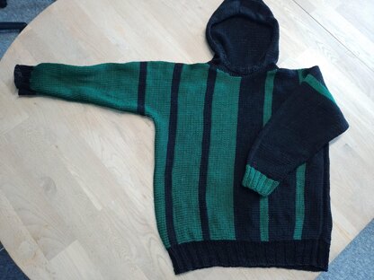 MARKUS, plain knitted hoodie with stripes for the kids