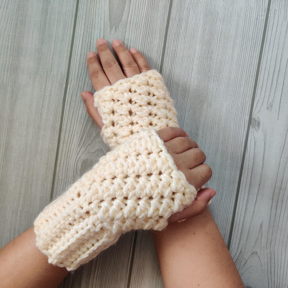 White Winter Wrist Warmers Crochet pattern by Lets All Crochet