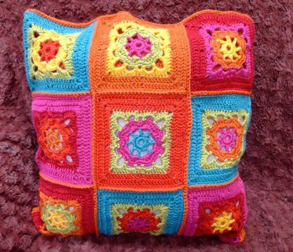 Primary Colours Crocheted Cushion