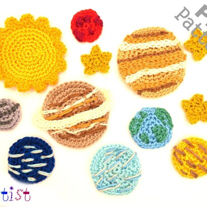Applikation Crochet Pattern - Instant PDF Download - Planets Crochet Applique Pattern applique