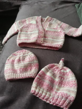 Early baby cardigan and hats