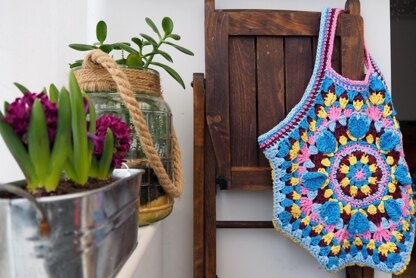 Passion petal  hexagonal crochet tote bag