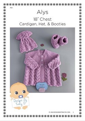 Alys matinee coat, hat & booties 18" chest