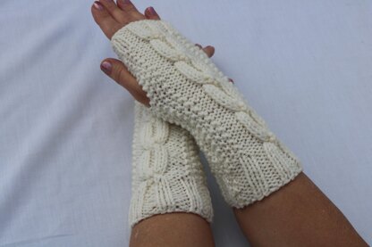 Snow  Ball Fingerless Gloves.