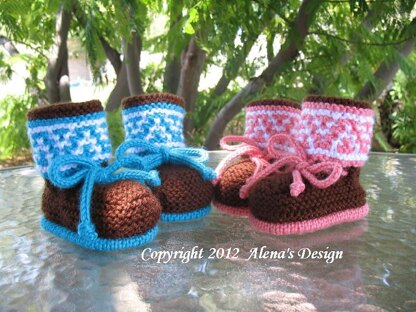 High-Top Baby Booties Brown