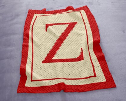 Initial Letter Z Blanket Baby Shower Stroller 70x90 square C2C Crochet Pattern