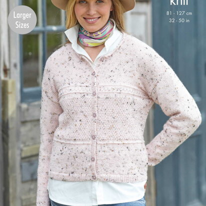 Ladies Round Neck Cardigan and Waistcoat Knitted in King Cole Homespun DK - 5797 - Downloadable PDF